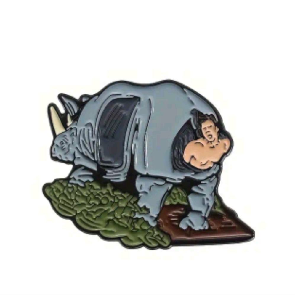 Gray and Green Rhino Enamel Pin